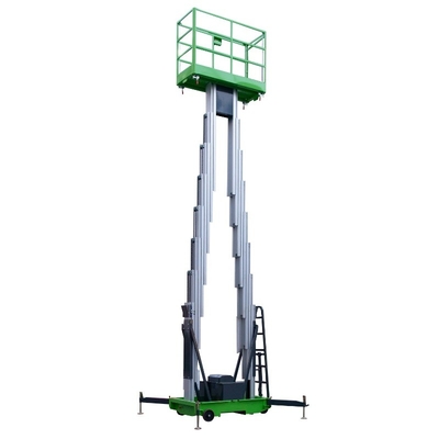 14 metri di 200kg di carico di capacità di spinta manuale della piattaforma elevatrice dell'albero verticale del doppio