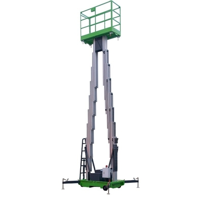 14 metri di 200kg di carico di capacità di spinta manuale della piattaforma elevatrice dell'albero verticale del doppio