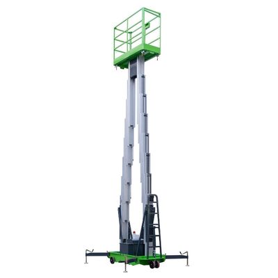 12m Aluminum Aerial Work Platform Double Mast Vertical Lift Loading Capacity 200Kg