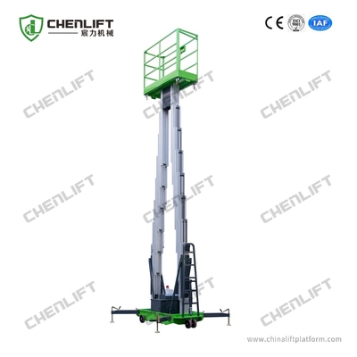 capacità di carico verticale 200Kg dell'ascensore di lavoro aereo di 12m della piattaforma dell'albero di alluminio del doppio