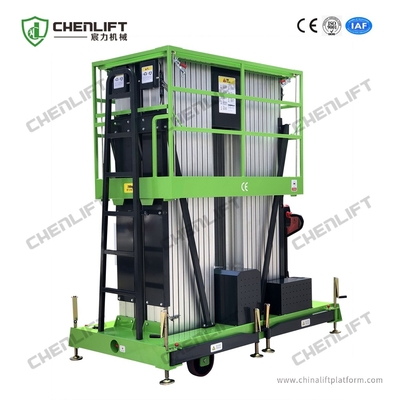 14 Meters Height 300kg Loading Capacity Quadruple Mast Insulative Portable Aerial Work Platforms