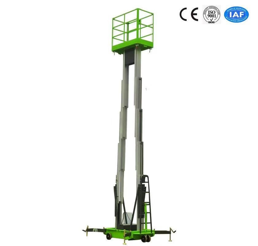10 metri di altezza di lavoro aereo della piattaforma del doppio dell'albero di Tabella di ascensore verticale idraulica